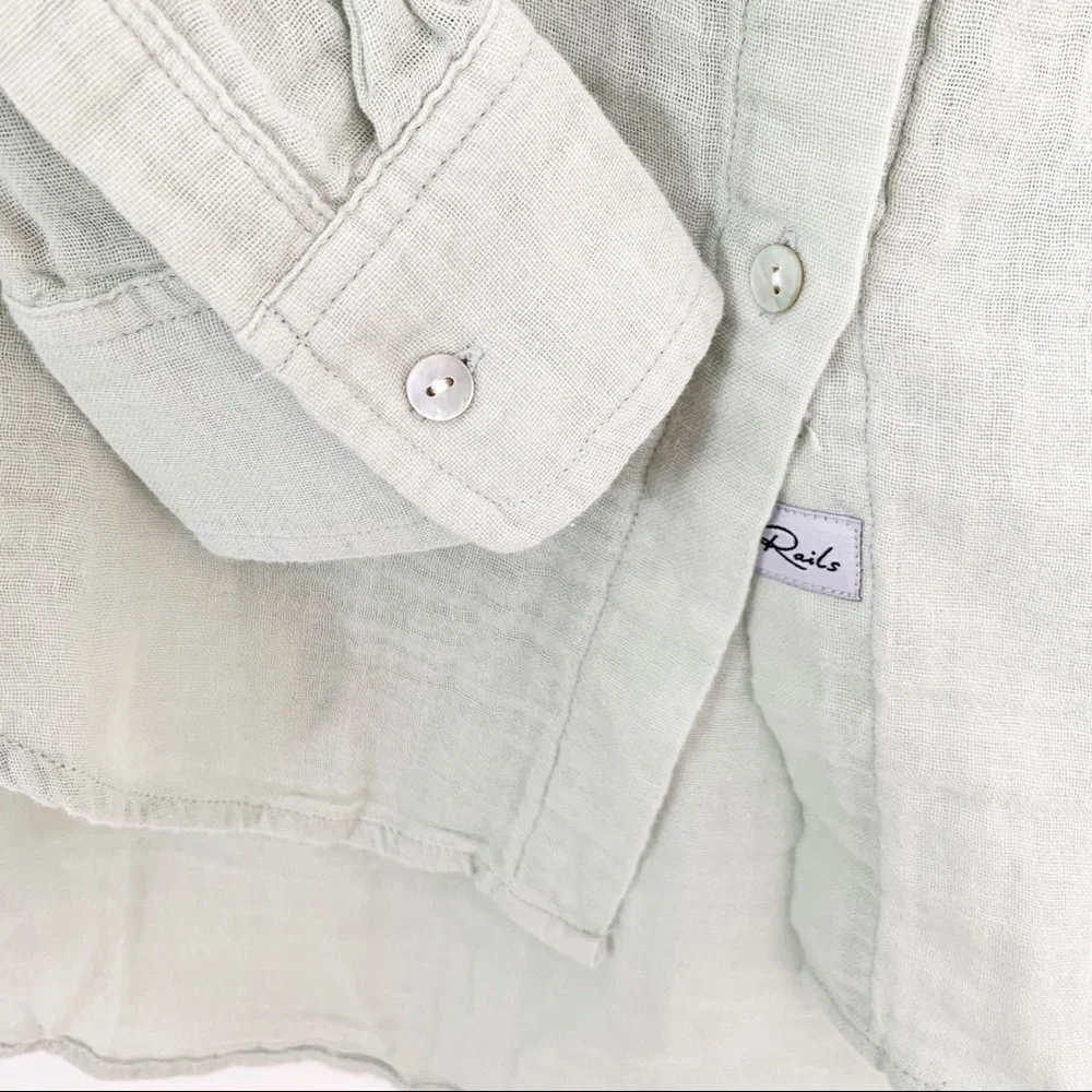 Rails Ellis Cotton Gauze Shirt in Willow XS NWT_6